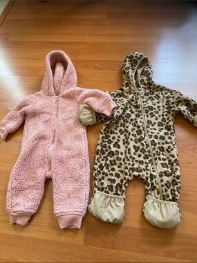 2 winter baby fleece onesies